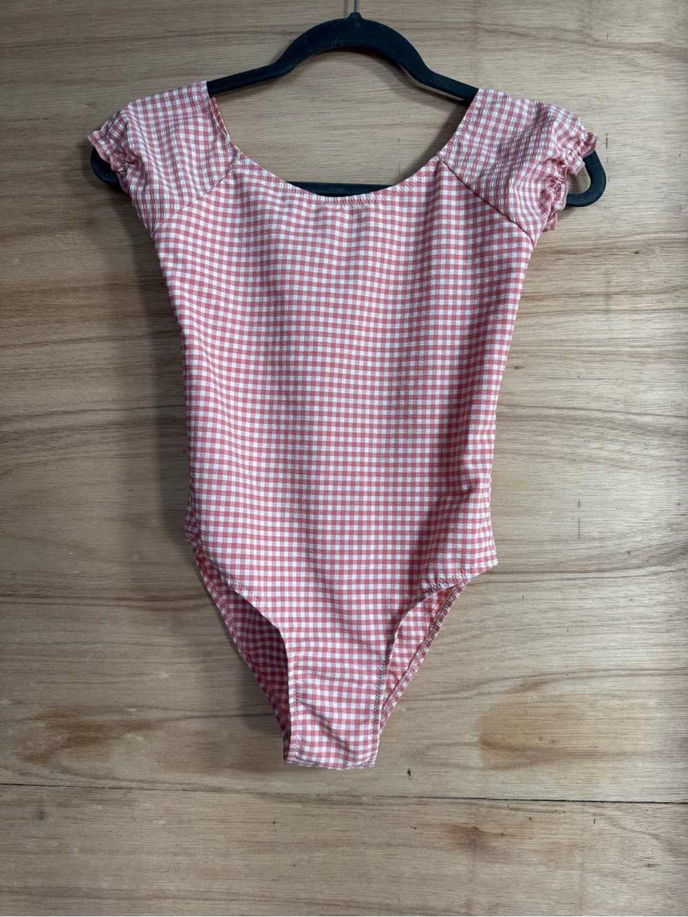 Zara size 11-13 years girls swimsuit one piece gingham pink and white EUC